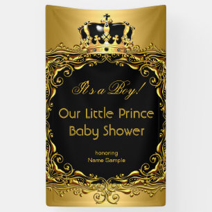 Royal Gold Black Crown Baby shower Boy 2 Spandoek