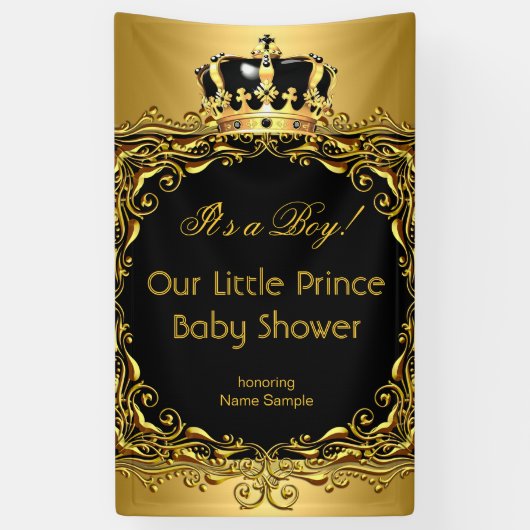 Royal Gold Black Crown Baby shower Boy 2 Spandoek (Verticaal)