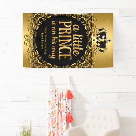 Royal Gold Black Crown Baby shower Boy 3 Spandoek (Insitu)