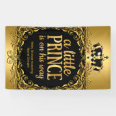 Royal Gold Black Crown Baby shower Boy 3 Spandoek (Horizontaal)