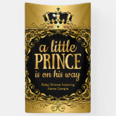 Royal Gold Black Crown Baby shower Boy 3 Spandoek (Verticaal)