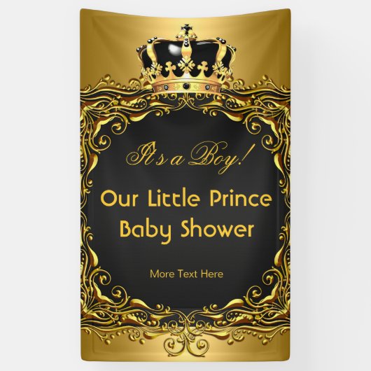 Royal Gold Black Crown Baby shower Boy Spandoek (Verticaal)