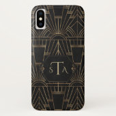 Royal Gold Black Great Gatsby 20s Style Monogram Case-Mate iPhone Case (Achterkant)