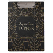 Royal Gold Black Great Gatsby 20s Style Monogram Klembord (Voorkant)