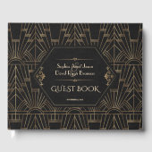 Royal Gold Black Great Gatsby 20s Wedding Planner Gastenboek (Voorkant)
