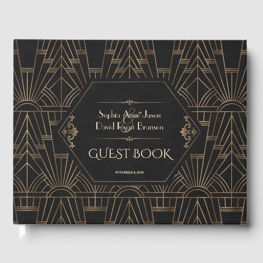Royal Gold Black Great Gatsby 20s Wedding Planner Gastenboek (Voorkant)