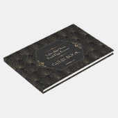 Royal Gold Black Great Gatsby Art Deco Wedding Gastenboek (Hoek)