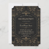 Royal Gold Black Great Gatsby Bachelor Party uit 1 Kaart (Voorkant)