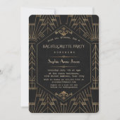 Royal Gold Black Great Gatsby Bachelorette Party Kaart (Voorkant)