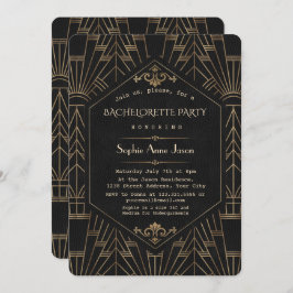 Royal Gold Black Great Gatsby Bachelorette Party Kaart