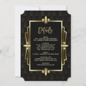 Royal Gold Black Great Gatsby Bachelorette Weekend Kaart (Achterkant)