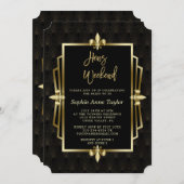 Royal Gold Black Great Gatsby Bachelorette Weekend Kaart (Voorkant / Achterkant)