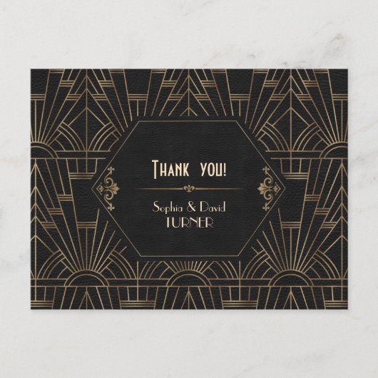 Royal Gold Black Great Gatsby Weddenschap Hartelij Briefkaart (Voorkant)