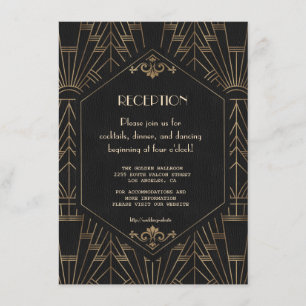 Royal Gold Black Great Gatsby Weddenschappen Informatiekaartje