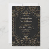 Royal Gold Black Great Gatsby Wedding 1920 Kaart (Voorkant)