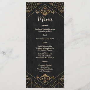 Royal Gold Black Great Gatsby Wedding 1920 Menu