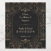 Royal Gold Black Great Gatsby Wedding 1920 Wijn Etiket (Enkel label)