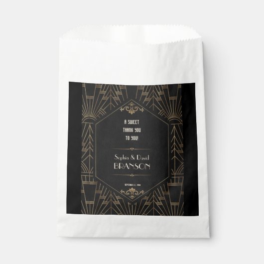 Royal Gold Black Great Gatsby Wedding BEDANKT Bedankzakje (Voorkant)