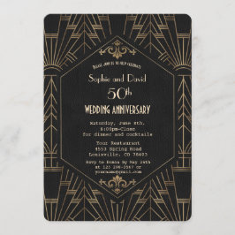 Royal Gold Black Great Gatsby Wedding Jubileum Kaart