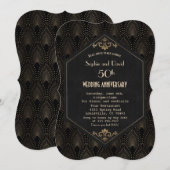 Royal Gold Black Great Gatsby Wedding Jubileum Kaart (Voorkant / Achterkant)