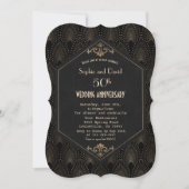 Royal Gold Black Great Gatsby Wedding Jubileum Kaart (Voorkant)