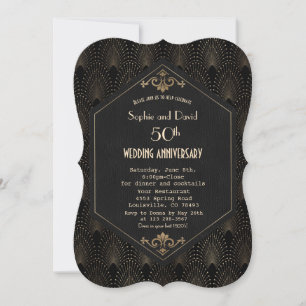 Royal Gold Black Great Gatsby Wedding Jubileum Kaart