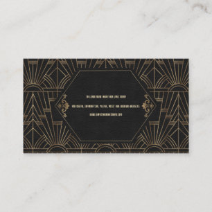 Royal Gold Black Great Gatsby Wedding Website Visitekaartje