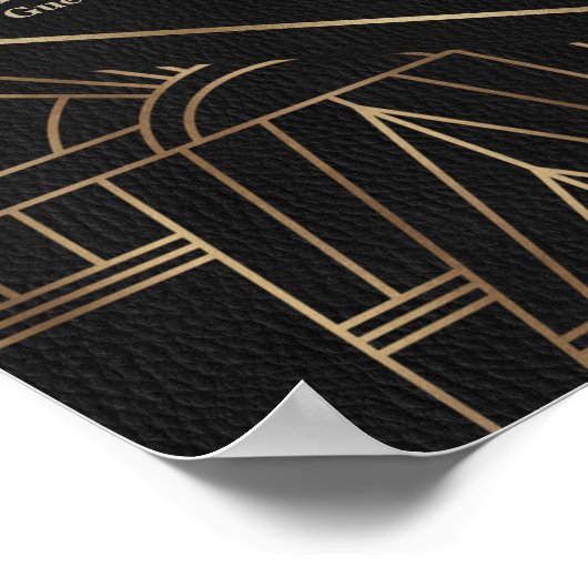 Royal Gold Black Grote Gatsby Bruiloft Welkomstbor Poster (Hoek)