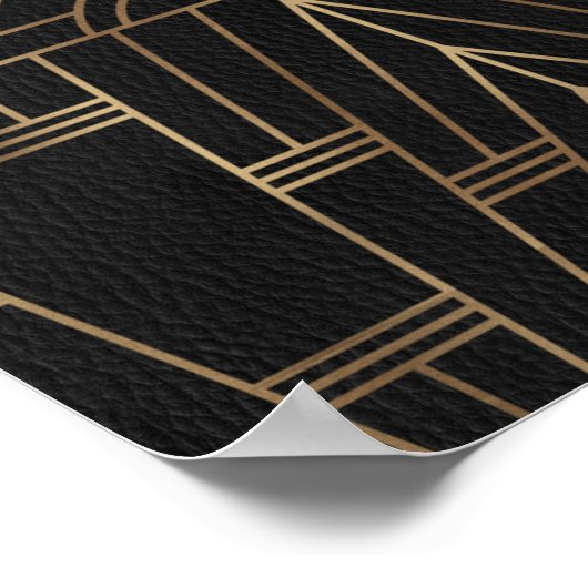 Royal Gold Black Grote Gatsby Bruiloft Welkomstbor Poster (Hoek)