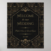 Royal Gold Black Grote Gatsby Bruiloft Welkomstbor Poster (Voorkant)