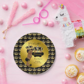 Royal Gold Black Prince Crown Baby shower Papieren Bordje (Feest)