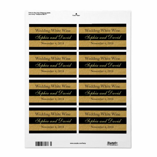 Royal Gold black Stripes Weddenschap Wine Label (Full Sheet)