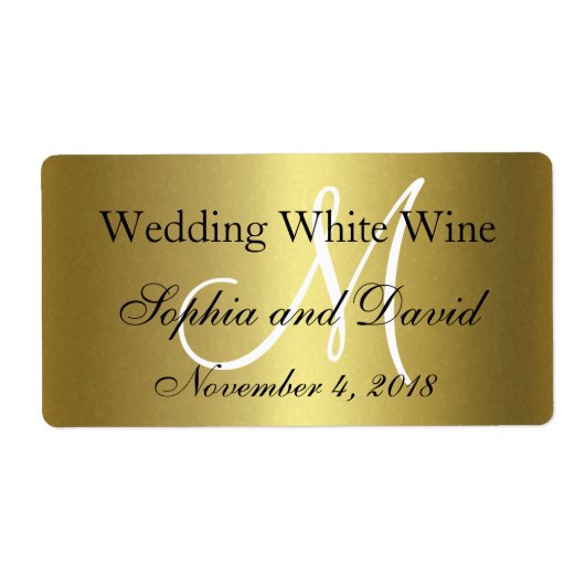 Royal Gold Black Weduwen Wine Label Monogram (Voorkant)