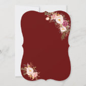 Royal Gold Blush Pink Floral Burgundy Verloving Kaart (Achterkant)