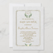 Royal Gold Crest Lush Greenery Baby shower Invite Kaart (Voorkant)