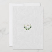 Royal Gold Crest Lush Greenery Monogram Wedding Kaart (Achterkant)