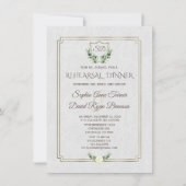 Royal Gold Crest Lush Greenery Rehearsal Dinner Kaart (Voorkant)