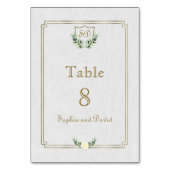 Royal Gold Crest Lush Greenery Table Number Kaart (Achterkant)