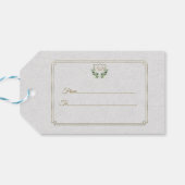 Royal Gold Crest Lush Greenery Wedding Cadeaulabel (Achterkant Horizontaal)