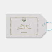 Royal Gold Crest Lush Greenery Wedding Cadeaulabel (Voorkant (Horizontaal))