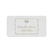 Royal Gold Crest Lush Greenery Wedding Etiket (Voorkant)