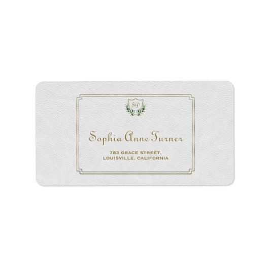 Royal Gold Crest Lush Greenery Wedding Etiket (Voorkant)