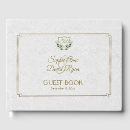 Royal Gold Crest Lush Greenery Wedding Gastenboek