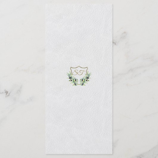 Royal Gold Crest Lush Greenery Wedding Menu (Achterkant)