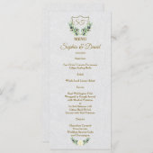 Royal Gold Crest Lush Greenery Wedding Menu (Voorkant / Achterkant)