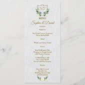 Royal Gold Crest Lush Greenery Wedding Menu (Voorkant)