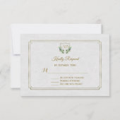 Royal Gold Crest Lush Greenery Wedding RSVP (Achterkant)