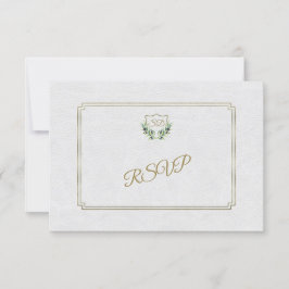 Royal Gold Crest Lush Greenery Wedding RSVP
