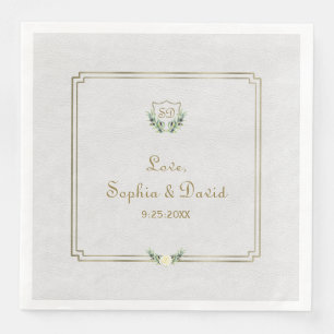 Royal Gold Crest Lush Greenery Wedding Servet