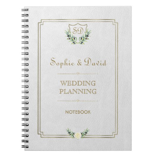 Royal Gold Crest Lush Greenery Weddingplanner Notitieboek (Voorkant)